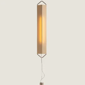 Lámpara de pie Aura Vertical 110 Mínimo en acabado niquelado y beige