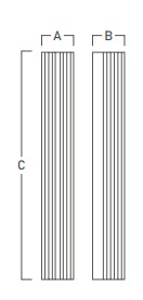 Plano del aplique Glass Vonderk, sección 52 x 60 mm y largos de 800 o 1000 mm