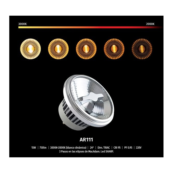 Lámpara Led Ar111 Gu10 15W 24° Blanco Dinámico - Imagen 3